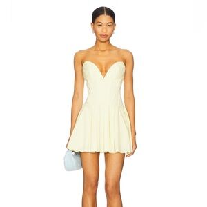 Superdown Carmela Strapless Dress in Butter Yellow